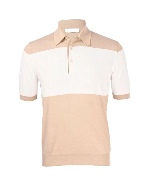 Paolo Fiorillo Organische baumwolle color block polo in Natural für Herren