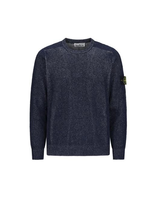 Stone Island Blue Round-Neck Knitwear for men