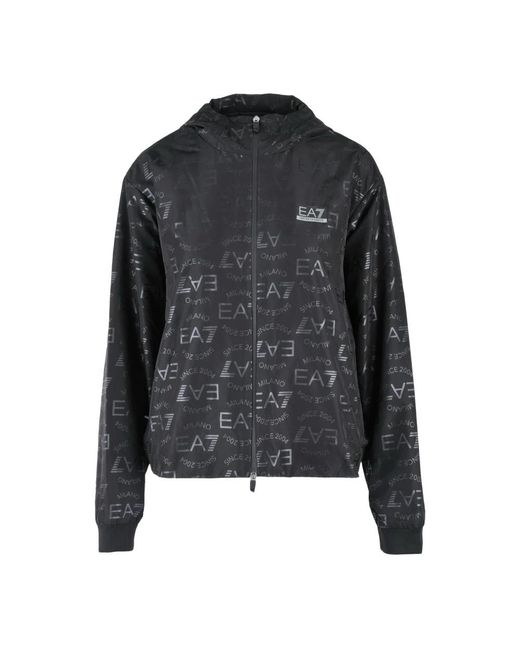 EA7 Jassen ,Zwart ,Polyester Stijlvolle Jas Met Ritssluiting in het Black