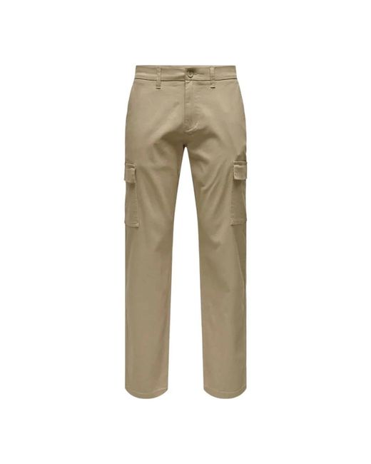 Only & Sons Natural Straight Trousers for men