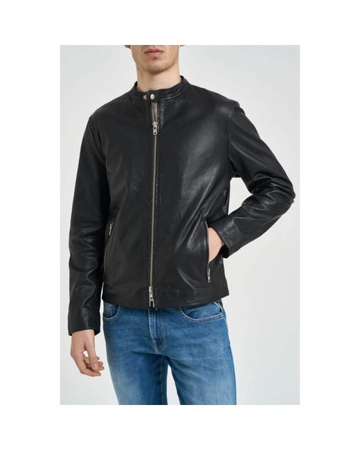 Bomboogie Black Leather Jackets for men