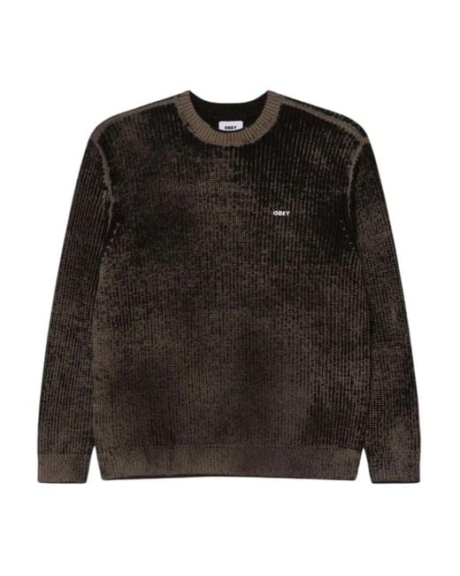 Round-Neck Knitwear Obey de hombre de color Black
