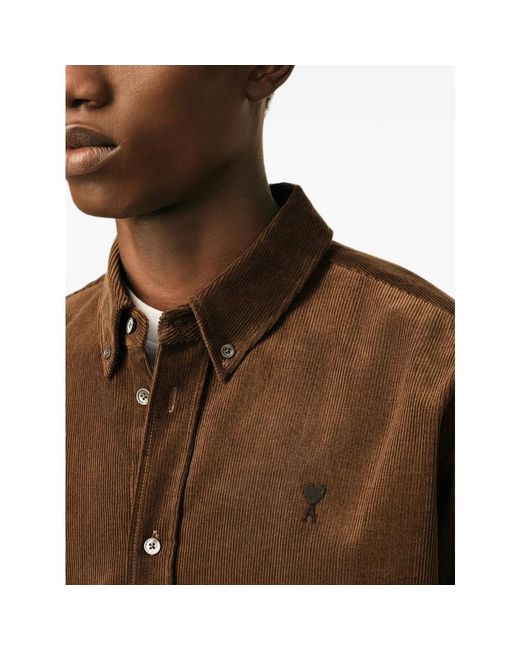 AMI Klassisches Button-Down-Hemd in Brown für Herren