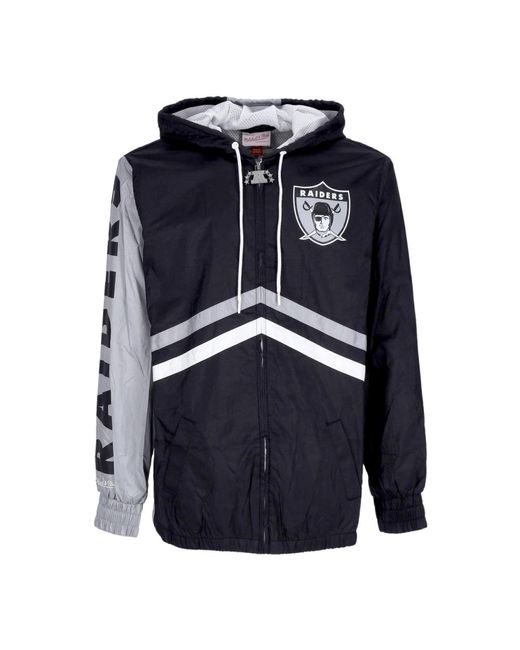 Mitchell & Ness Fitness ,Zwart ,Polyester Oakland Raiders Windbreaker Full Zip Zwart in het Blue voor heren