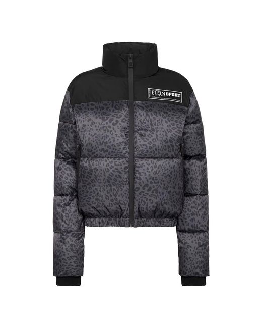 Philipp Plein Fitness ,Zwart ,Leer Basic Bomber Leopard in het Black