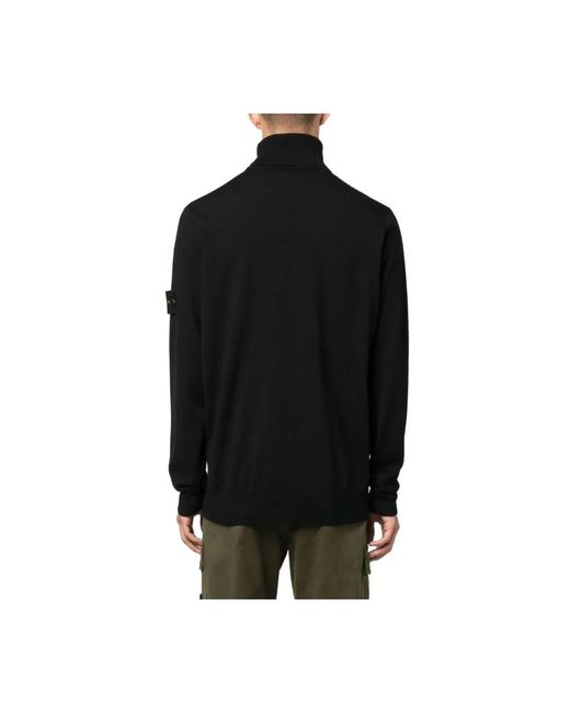 Stone Island Turtleneck Wollen Trui in het Black voor heren