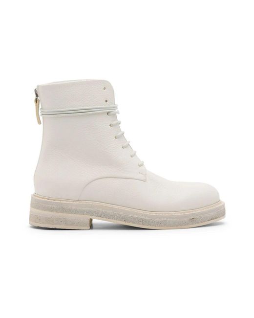 Marsèll Gray Weiße Lederstiefelette Mit Reißverschluss