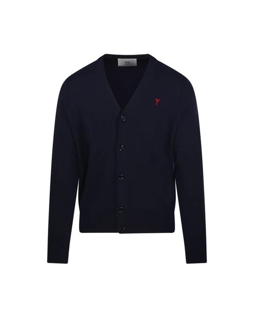 AMI Truien & Vesten ,Zwart ,Wol Merino V-Hals Vest in het Blue voor heren