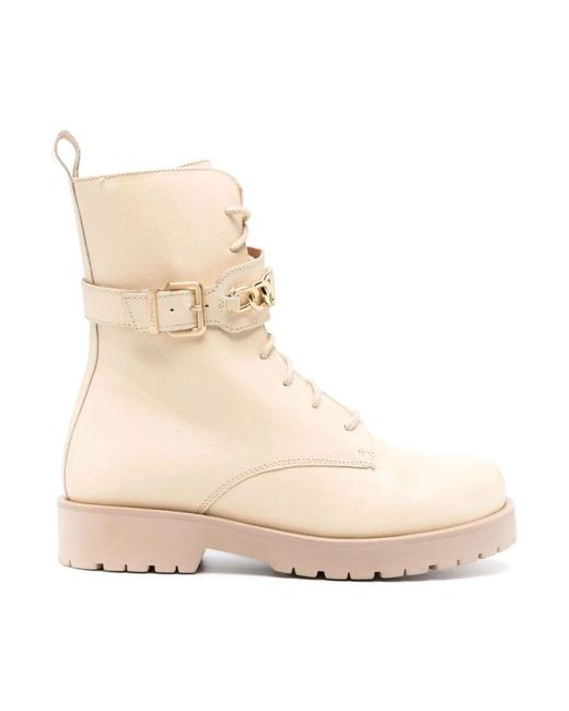 Twinset Natural Leder Schnürstiefel