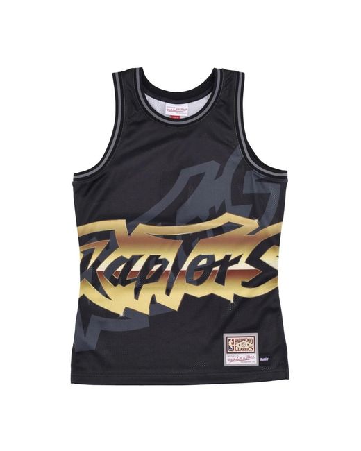 Mitchell & Ness Fitness ,Zwart ,Polyester Toronto Raptors Basketball Tank Top in het Blue voor heren
