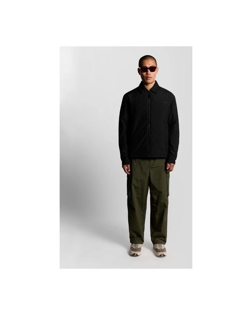 Lyle & Scott Jassen ,Zwart ,Polyester Collared Puffer Jacket in het Black voor heren