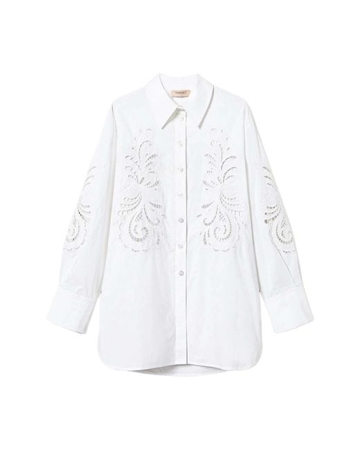 Twinset Overhemden ,Wit ,Katoen Witte Katoenen Overhemd Elegant Veelzijdige Stijl in het White