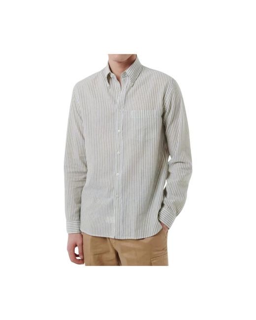 Camicia in lino a righe tailor fit di Xacus in Gray da Uomo