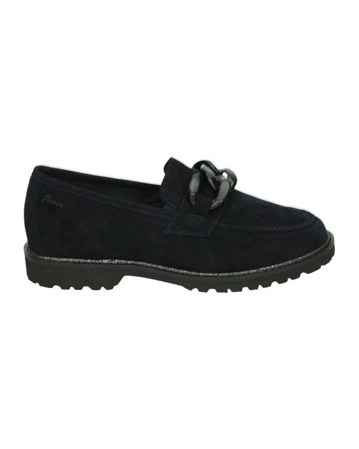 Sioux Schoenen ,Blauw ,Suède Blauwe Suède Instappers Met Uitneembaar Voetbed in het Black