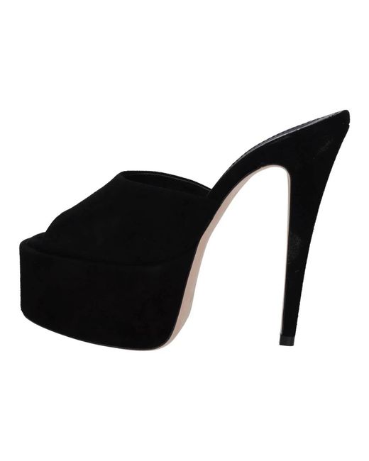 Paris Texas Black Heeled Mules