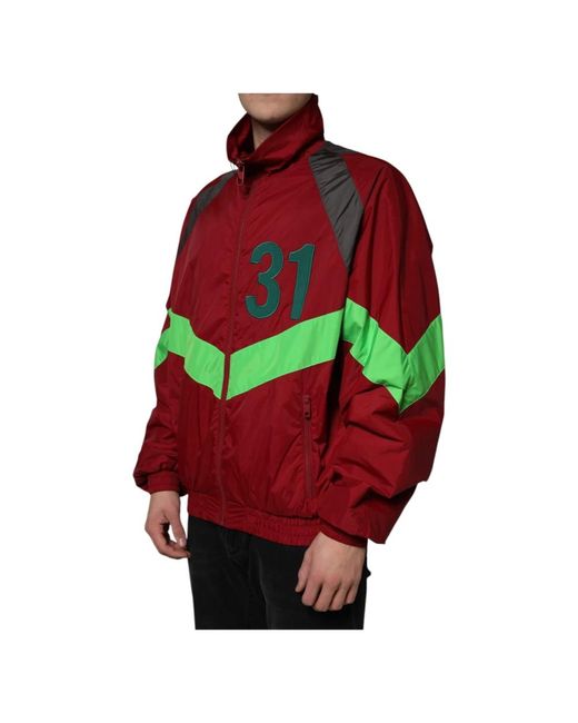 Dolce & Gabbana Jassen ,Veelkleurig ,Nylon Nylon Windbreaker Jas in het Red voor heren