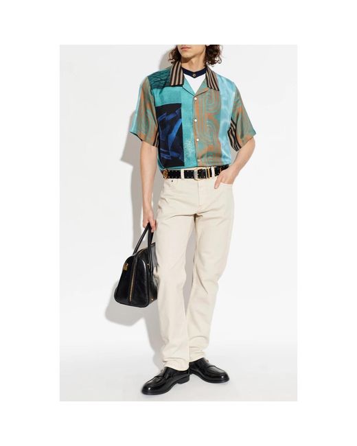 Versace Blue Short Sleeve Shirts for men