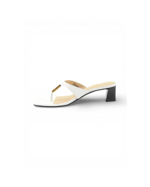 Guess White Heeled Mules