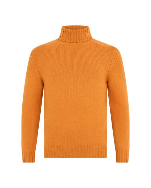 Fedeli Orange Turtlenecks for men