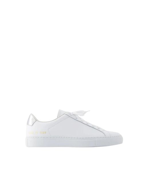 Bianco/argento retro classiche sneakers in pelle di Common Projects in White