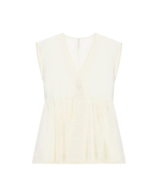 Imperial White Sleeveless Tops