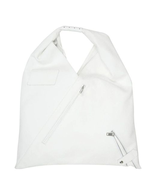 MM6 by Maison Martin Margiela White Klassische Japanische Tote-Tasche Mit Verstecktem Verschluss