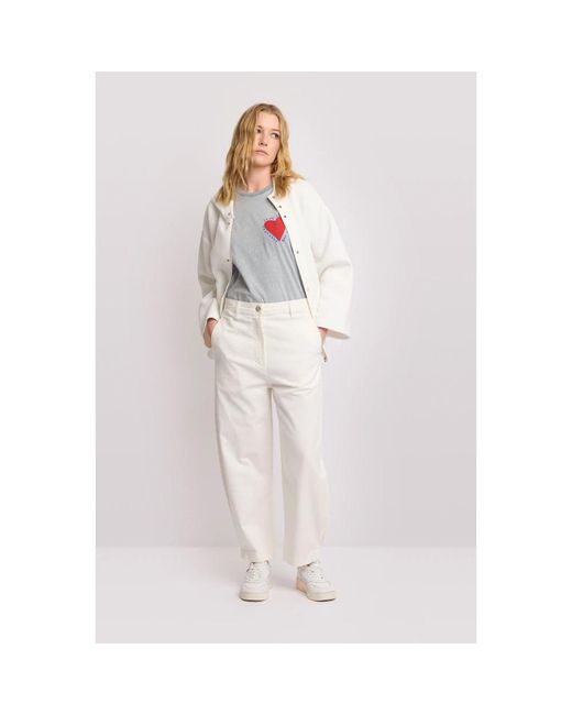 Kocca White Straight Trousers