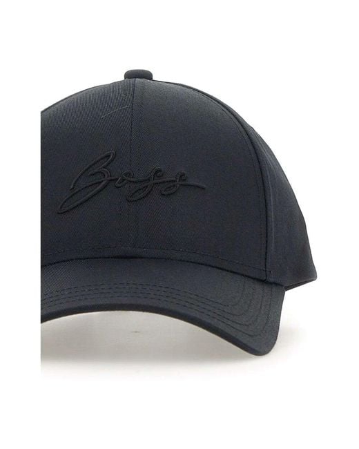 Boss Schwarze Zed Script Baumwoll-Baseballkappe in Blue für Herren