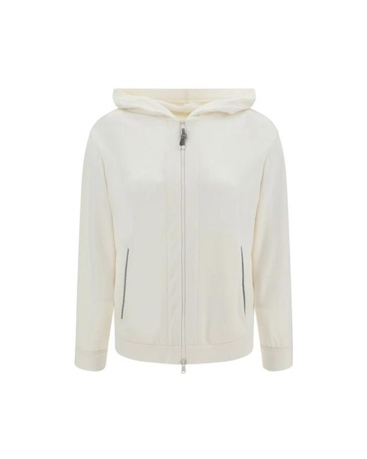 Sudadera Con Capucha De Algodón Con Adornos De Joyas, Mujer, Talla Brunello Cucinelli de color White