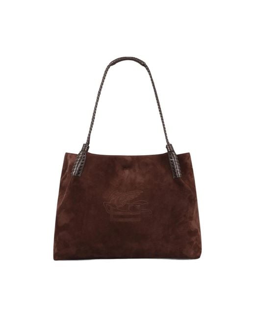 Etro Bruine Suède Winkel Tas in het Brown