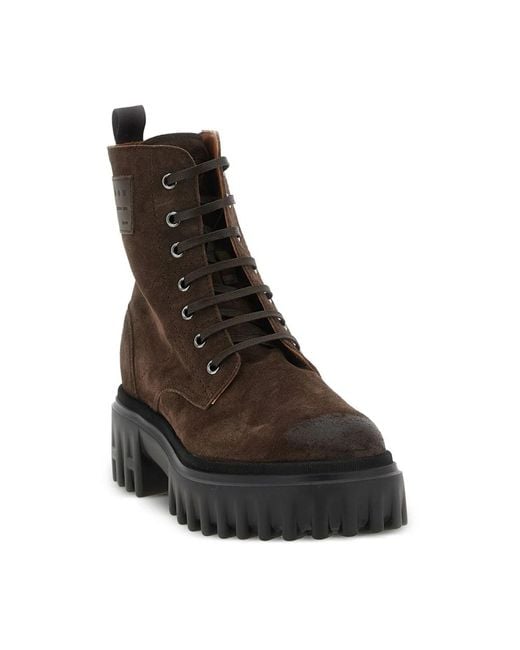 Hogan Brown Lace-Up Boots
