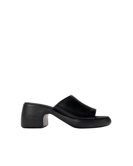 Camper Black Heeled Mules