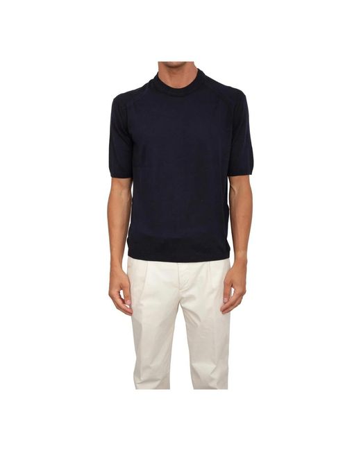 Emporio Armani Blue Round-Neck Knitwear for men