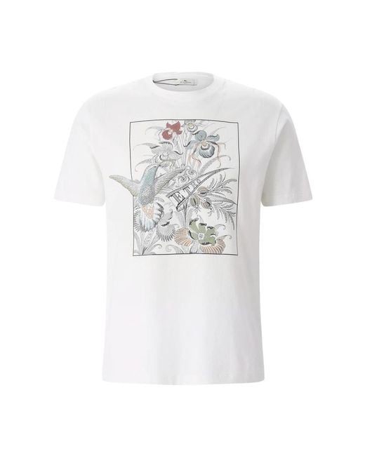 Etro Tops ,Wit ,Katoen T-Shirts in het White voor heren
