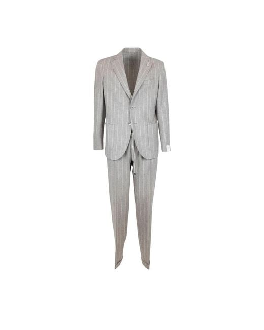 Lubiam Gray Single Breasted Suits for men