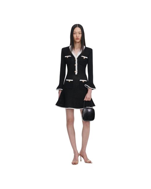 Self-Portrait Black Knitted Dresses
