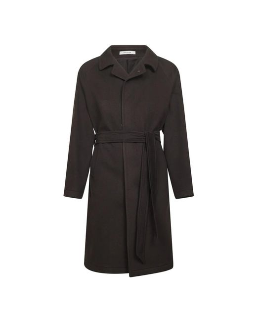 Tagliatore Black Belted Coats for men