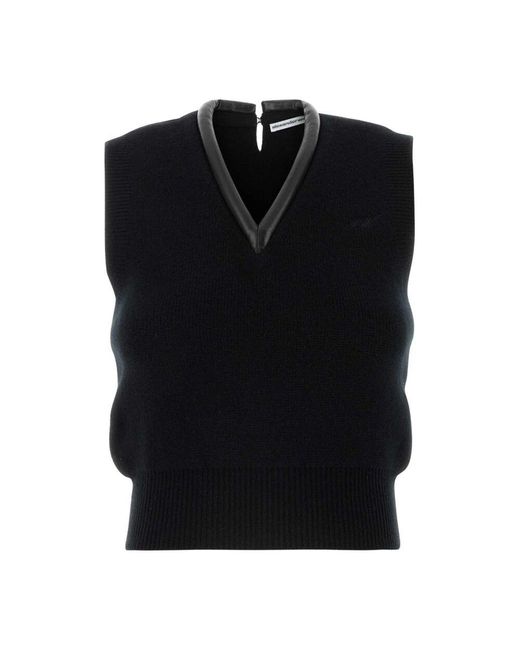 Alexander Wang Black Schwarze Wollmischung Stretchweste