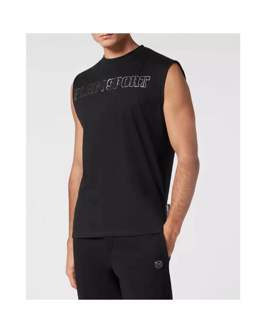 Philipp Plein Black Sleeveless Tops for men