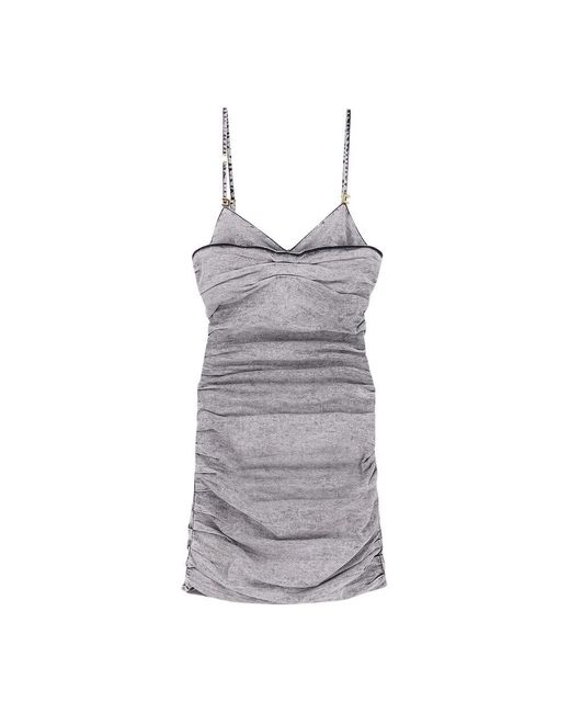 Elisabetta Franchi Gray Graues Kleid Mit Metall Detail