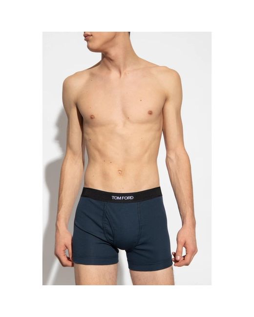 Tom Ford Ondergoed ,Blauw ,Katoen Boxers Met Logo in het Blue voor heren