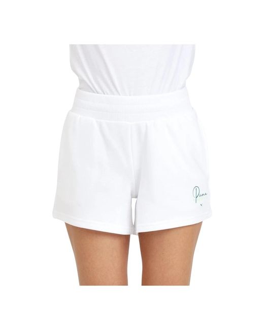 Bianchi shorts da donna con stampa logo di PUMA in White