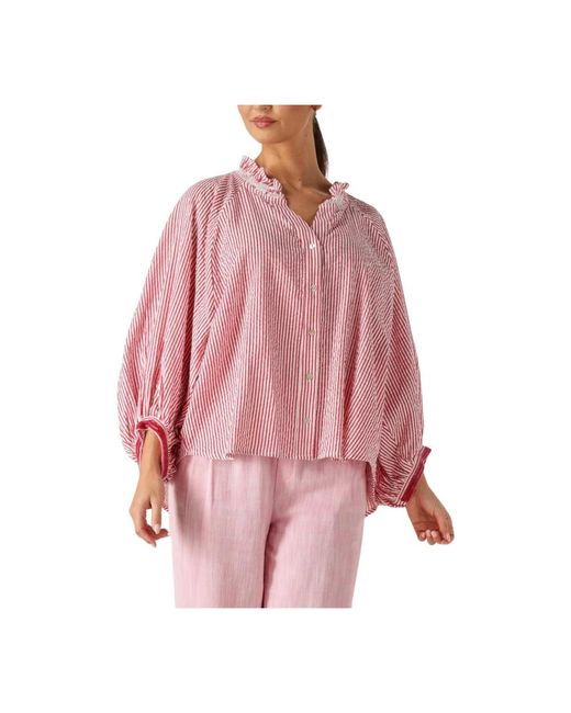 Pom Blouse Seersucker in het Pink