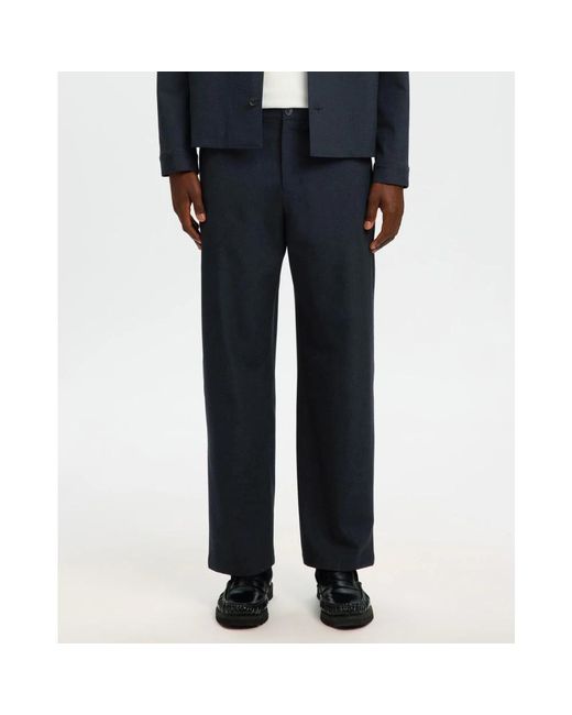 SELECTED Broeken ,Blauw ,Polyester Loose Robert Flex Pant in het Blue voor heren