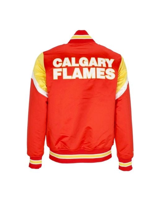Mitchell & Ness Jassen ,Rood ,Polyester Nhl Heavyweight Bomberjack Calgary Flames in het Red voor heren