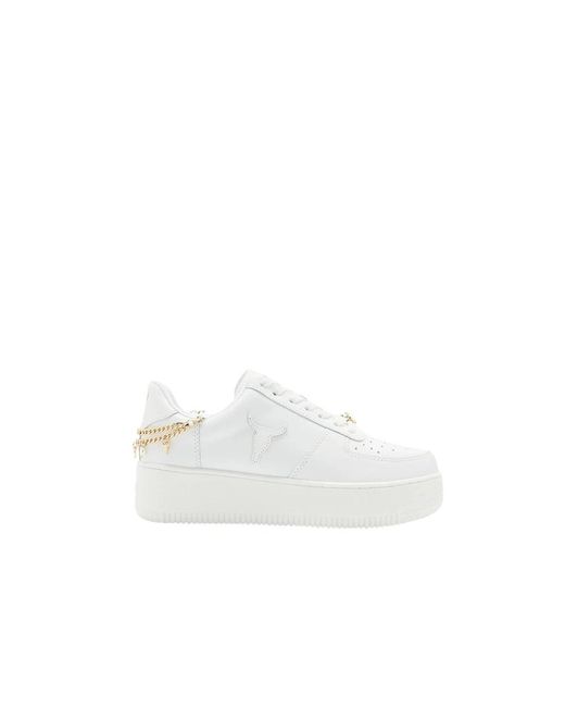 Windsor Smith White Weiße ledersneakers mit stierkopf