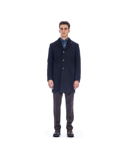 Tagliatore Blue Single-Breasted Coats for men