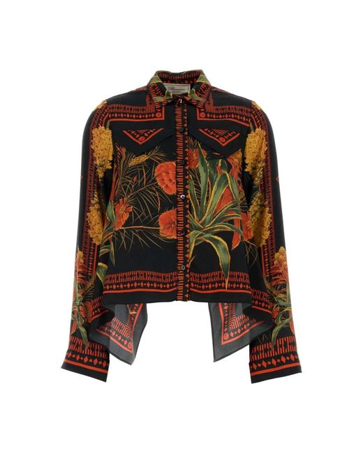 Blumarine Overhemden ,Veelkleurig ,Printed Twill Shirt in het Black