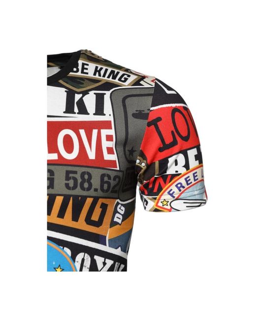 Dolce & Gabbana Patchwork T-Shirt Met Ronde Hals in het Red voor heren