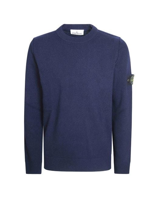 Stone Island Blue Round-Neck Knitwear for men